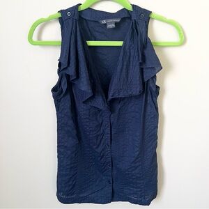 Armani Exchange Blue Ruffled Sleeveless Blouse